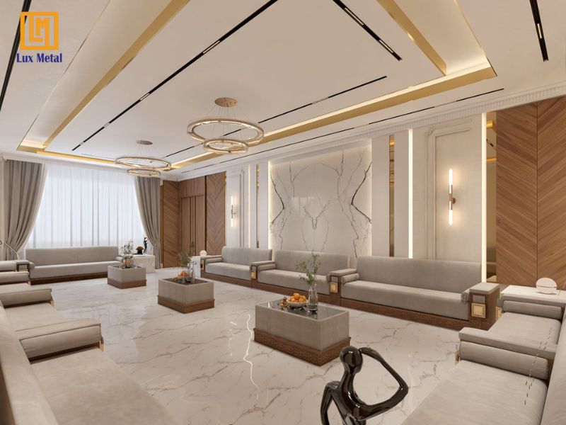 Nẹp inox trần thạch cao tạo các đường viền sắc nét giúp phân chia không gian