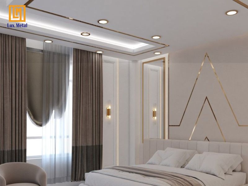 Nẹp inox trần thạch cao giúp phòng ngủ ấm cúng