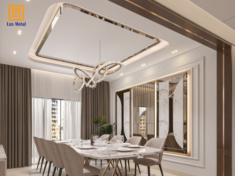 Kết hợp nẹp inox trần thạch cao trong trang trí nội thất