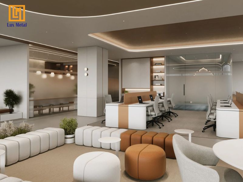 Nẹp inox trang trí trần thạch cao tạo vẻ đẹp hiện đại cho văn phòng