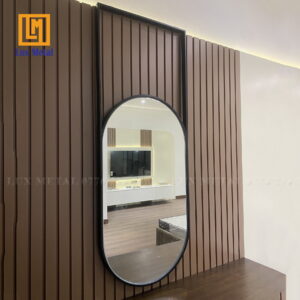 GƯƠNG NHỘNG TREO BÀN TRANG ĐIỂM VIỀN HỢP KIM ĐEN