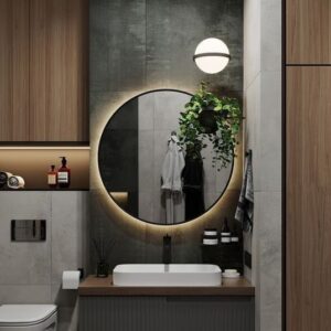 GƯƠNG TRÒN VIỀN HỢP KIM CẢM ỨNG ĐÈN LED