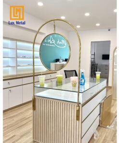 GƯƠNG 2 MẶT KHUNG INOX MẠ PVD CÓ MÓC XÍCH TREO