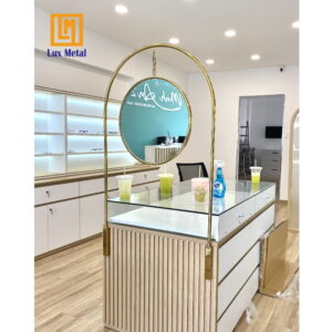 GƯƠNG 2 MẶT KHUNG INOX MẠ PVD CÓ MÓC XÍCH TREO