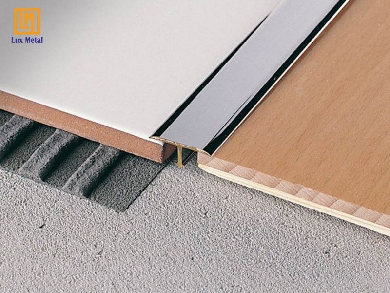 Nẹp inox chữ T dùng nối các khu vực sàn với nhau