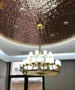 Trần Inox 3d sóng nước màu vàng hồng cao cấp